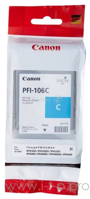 Картридж струйный Canon PFI-106 C голубой для iPF6300S/6400/6450 (6622B001)