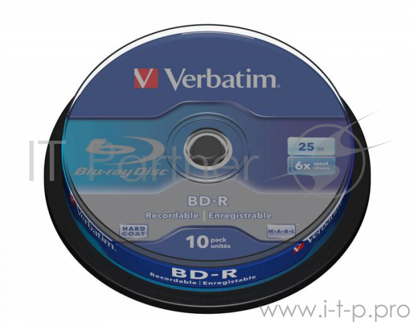 Диск BD-R 25ГБ 6x Verbatim 43742, пласт. коробка, на шпинделе (10шт./уп.)