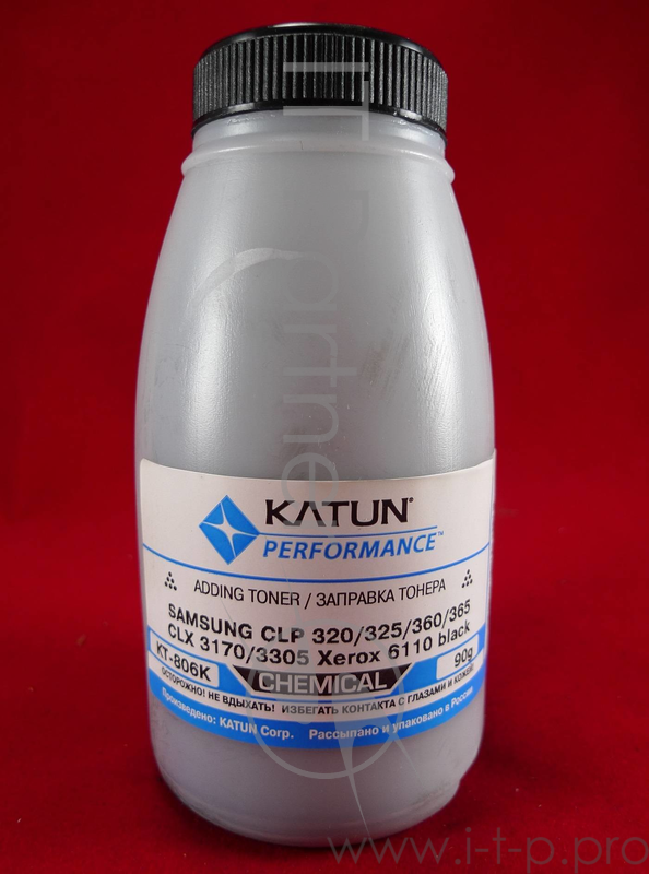 Тонер SAMSUNG CLP 320/325/360/365, CLX 3170/3305, Xerox 6110 black, химический (фл.90г.) Katun фас. Россия