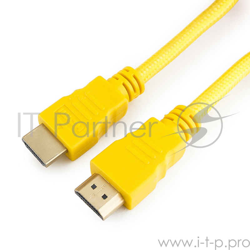 Кабель Konoos Кабель HDMI KC-HDMIny, 1м, v1.4, 19M/19M, нейлоновая оплетка, желтый, позол.разъемы, коробка