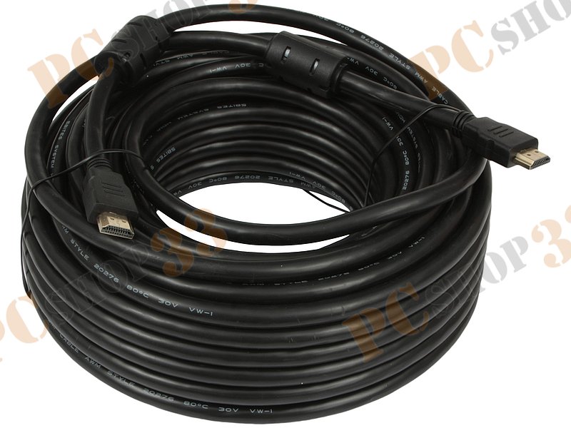 Кабель HDMI / DVI 5bites APC-014-200 Кабель HDMI M / HDMI M V1.4b, высокоскоростной, ethernet+3D, зол.разъемы, ферр.кольца, 20м.