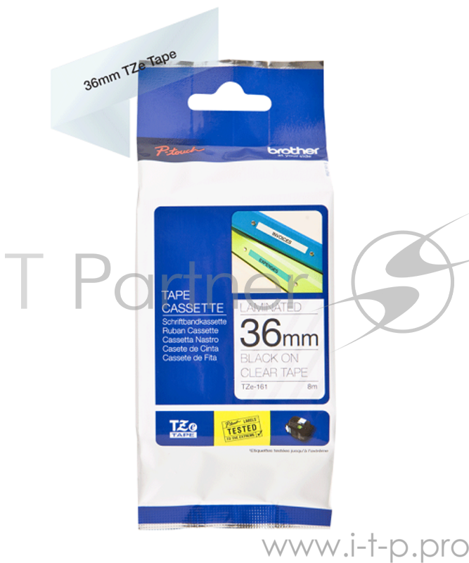 Наклейка ламинированная TZ-E161 (36 мм черн/прозр)