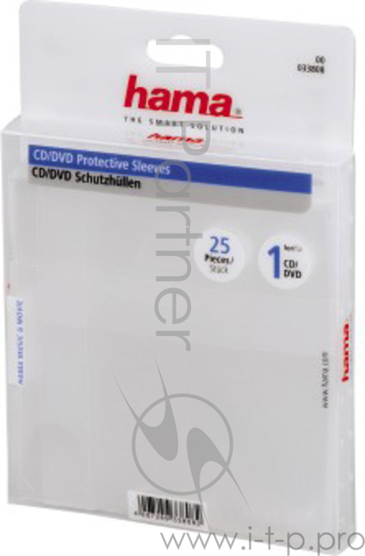 Конверт Hama на 1CD/DVD H-33808 синий/прозрачный (упак.:25шт)