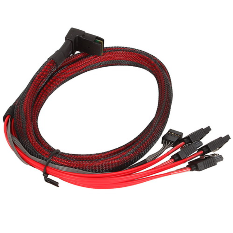 Кабель ACD-RA8087-SATASB-10M, Internal SFF8087(угловой)-to-4*SATA+SB ( mSAS RightAngle -to- 4*SATA fan-out with sideband), 100cm (LSI00274) (6705173-100)