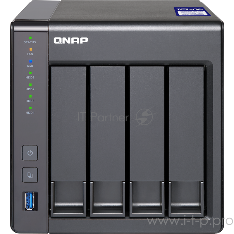 Сетевое хранилище без дисков SMB QNAP TS-431X2-8G NAS 4 HDD trays, 10 GbE SFP+. ARM 4-core Cortex-A15 Annapurna Labs AL-314 1,7 GHz, 8 GB