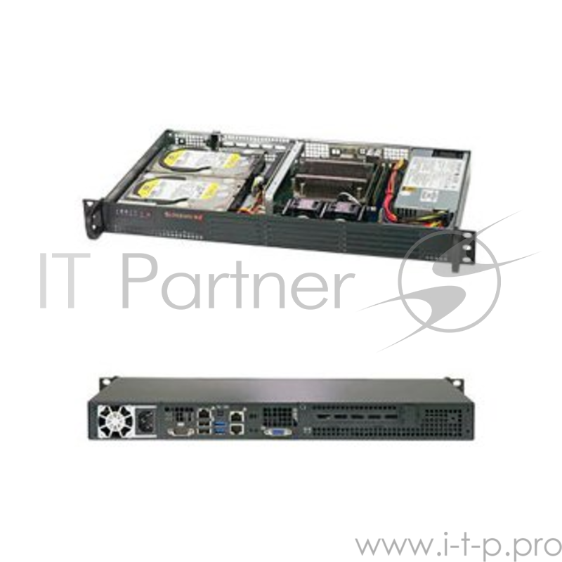 Серверная платформа Supermicro SuperServer 5019C-L (Black), Single Socket H4 (LGA 1151), 2 DIMM slots, 1 PCI-E 3.0 x16 slot, 2 Fixed 3.5