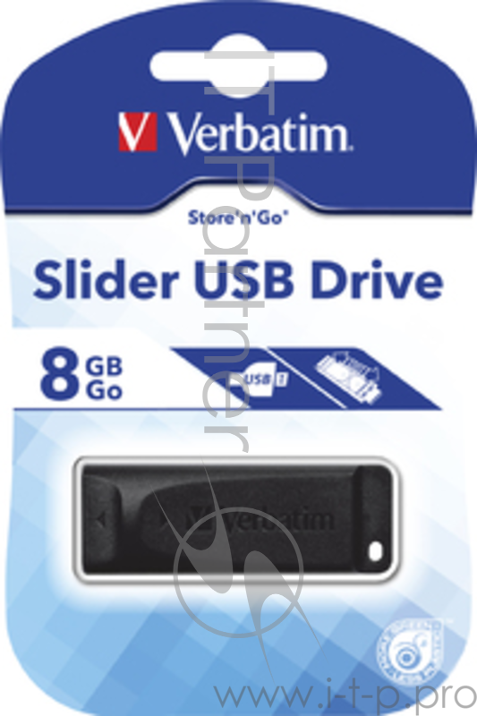носитель информации Verbatim USB Drive 8Gb Store N Go Slider 98695 {USB2.0}