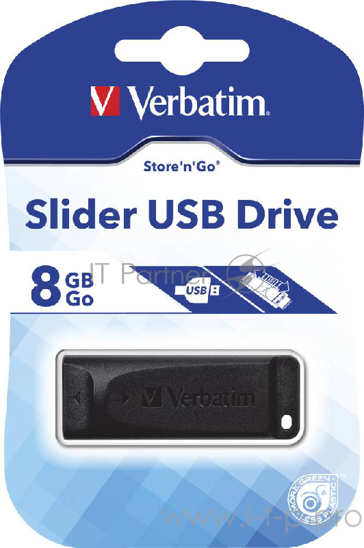носитель информации Verbatim USB Drive 8Gb Store N Go Slider 98695 {USB2.0}