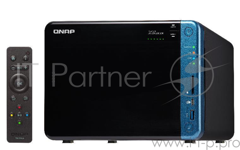 Сетевое хранилище без дисков SMB Mid-range QNAP TS-653B-4G NAS, 6-tray w/o HDD. 2xHDMI-port. Quadcore Intel Celeron J3455 1.5 GHz up to 2.3 GHz, 4GB DDR3L (2 x 2GB) up to 8GB, 2 x RJ45 Gigabit LAN