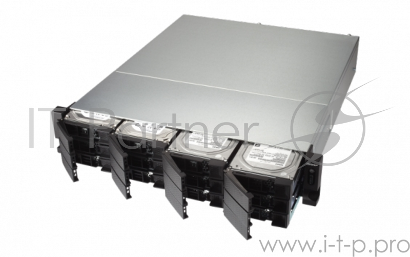 Сетевое хранилище без дисков SMB QNAP TS-1253BU-4G NAS 12 HDD trays, rackmount, 1 PSU. 4-core Intel Celeron J3455 1,5 GHz (up to 2,3 GHz), 4 GB. W/o rail kit RAIL-B02