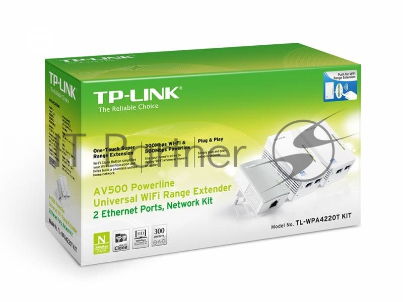 Сетевой адаптер AV600 Powerline Wi-Fi 3-pack KIT, Qualcomm, 300Mbps at 2.4GHz,802.11b/g/n,600Mbps Powerline, 3-pack(1* TL-PA4010 & 2*TL-WPA4220)