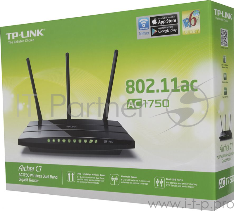Маршрутизатор беспроводной TP-Link Archer C7 SOHO (AC1750) 10/100/1000BASE-TX
