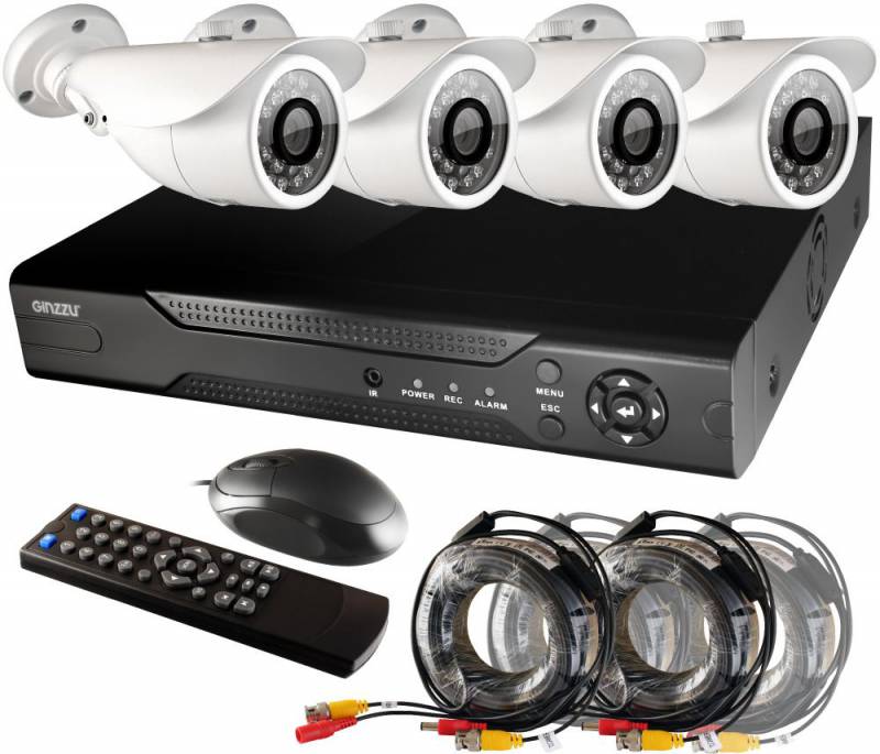 Камеры видеонаблюдения Ginzzu HK-443D 4ch, 1080N, HDMI,4улич кам 2.0Mp, IR20