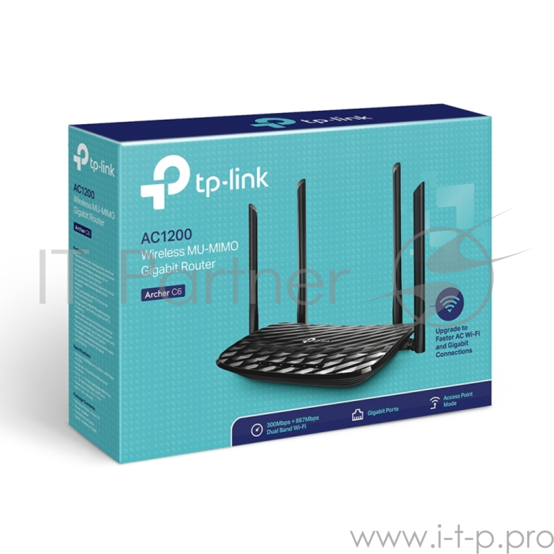Маршрутизатор TP-LINK Archer C6 AC1200 MU-MIMO Wi-Fi гигабитный роутер
