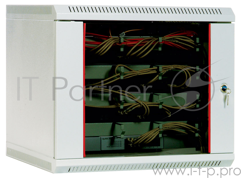 Шкаф телекоммуникационный настенный 9U (600х650) дверь стекло