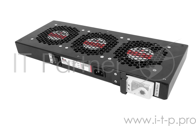 Модуль вентиляторный ЦМО, 3 вентилятора с терморегулятором, чёрный R-FAN-3T-9005