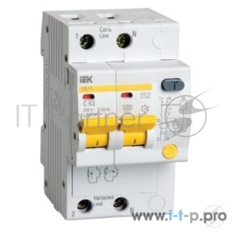 Iek MAD10-2-063-C-300 Диф.автомат АД12 2Р 63А 300мА ИЭК