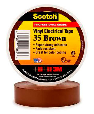 Изоляционная лента, коричневая, высшего класса, 19мм х 20м x 0.18мм