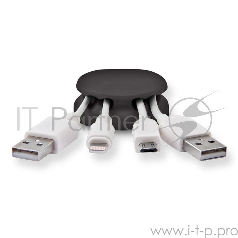 Зажим кабельный Belsis CM1105B, 4-х закругленный, утяжеленный, приклеивающийся, черный, Блистер