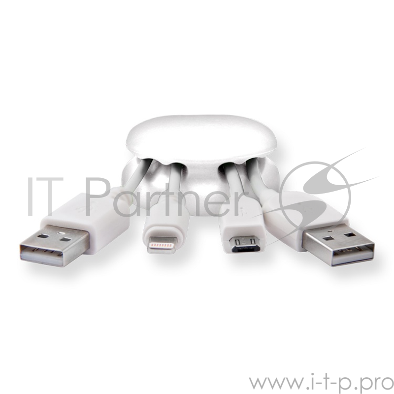 Зажим кабельный Belsis CM1105W, 4-х закругленный, утяжеленный, приклеивающийся, белый Блистер