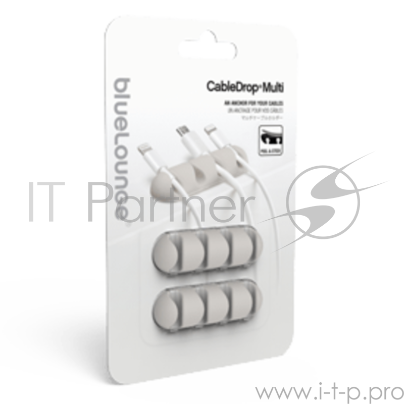 Клипсы-держатели для проводов Bluelounge CableDrop Multi. В комплекте две клипсы. Цвет белый.