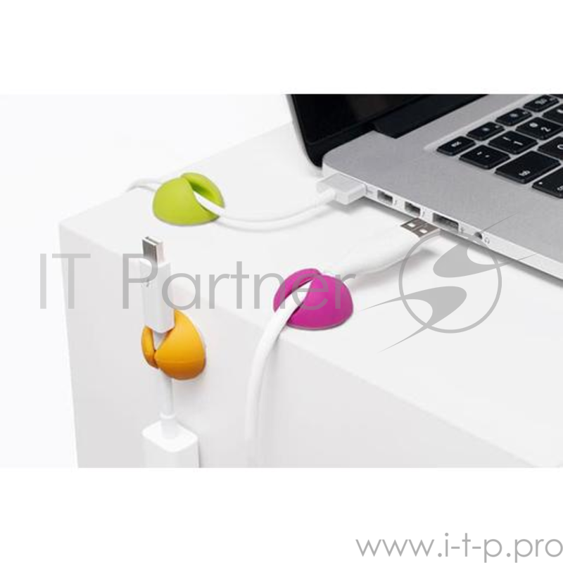 Клипсы-держатели для проводов Bluelounge CableDrop. В комлекте: 2 клипсы желтого цвета, 2 клипсы розового цвета, 2 клипсы зеленого цвета .