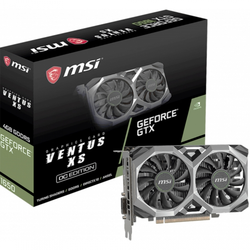 Видеокарта MSI PCI-E GTX 1650 VENTUS XS 4G OC nVidia GeForce GTX 1650 4096Mb 128bit GDDR5 1485/8000 DVIx1/HDMIx1/DPx1/HDCP Ret