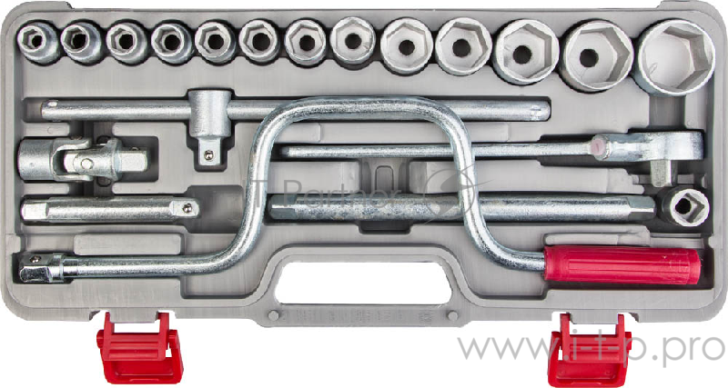 Набор торцовых головок НИЗ 2761-30 Шоферский инструмент №3.1/2. 40Х.в пласт кейсе.19 предметов