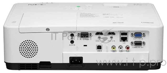 Проектор NEC MC342X 3LCD, 3400 ANSI lumen, XGA, 16000:1, лампа 15000 ч.(Eco mode), HDMI x2, VGAin, VGAout, USB A, USB B, 1 x RCA, RJ45, RS232, Audio in, Audio out, 16Вт моно, 3.1 кг
