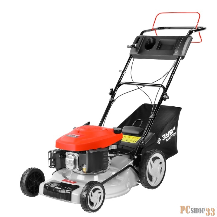 Газонокосилка ЗУБР ГКБ-460СТ Газонокосилка бензиновая { самоходная, 460 мм, 139 см3, 2.6кВт, 5 ступеней кошения (25-75мм), 50л травосборник, мульчирование }