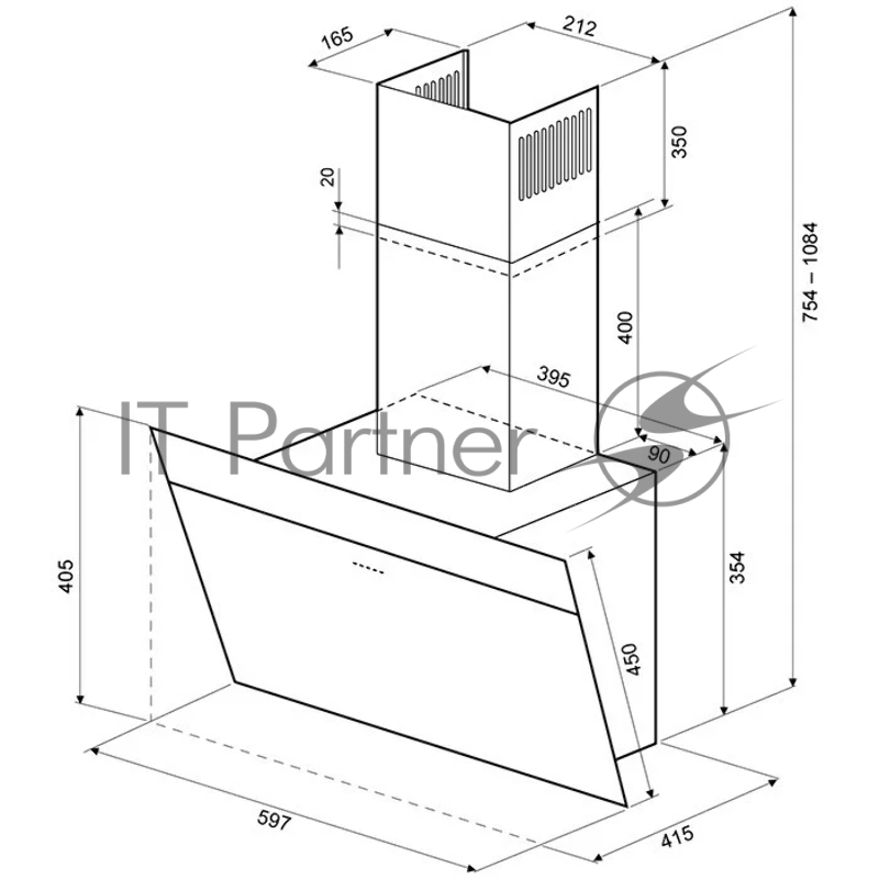 Вытяжка Krona Kristen 600 черный - серебристый S