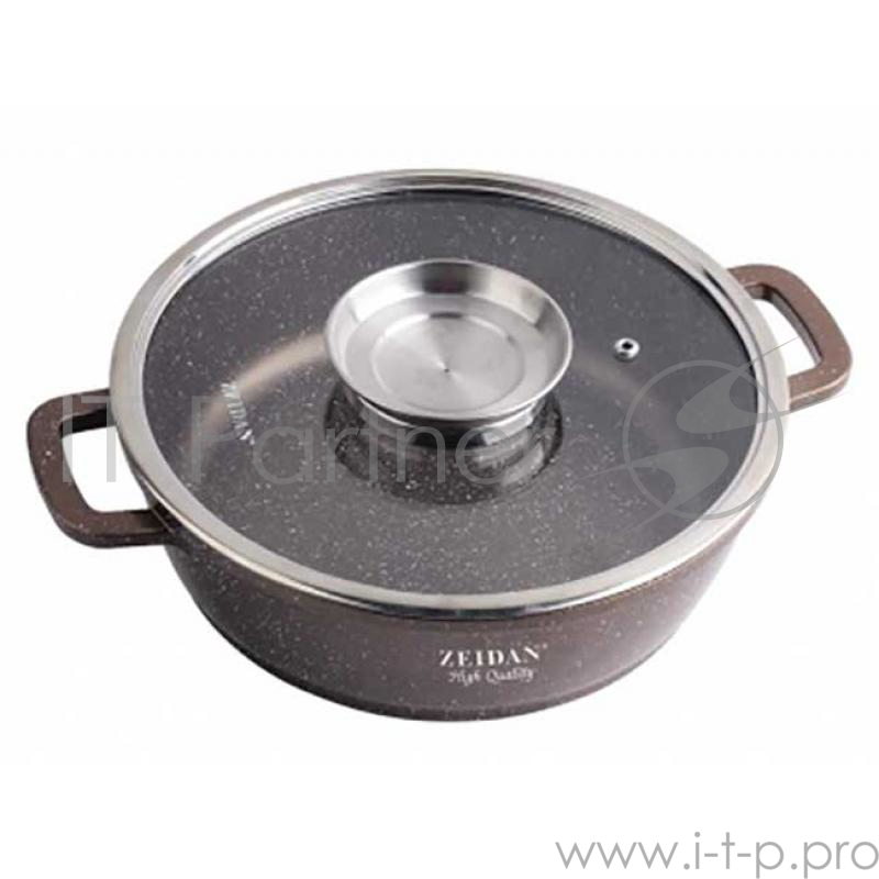 ZEIDAN Z-50311 28см Жаровня со стеклянной крышкой – 5,0 л (O28 см), ВНУТРЕННЕЕ И ВНЕШНЕЕ КАМЕННОЕ ПОКРЫТИЕ
