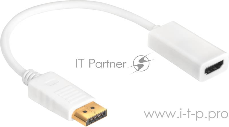 Переходник Greenconnect Переходник белый 0.10m Active DisplayPort/HDMI v1.2/v1.4 20M/19F (GCR-ADP2MHDW)