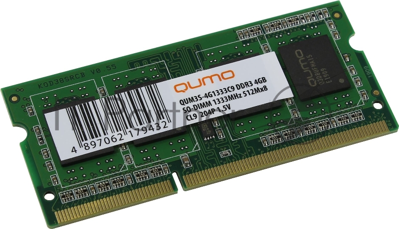 Модуль памяти SO-DIMM DDR-III 4GB QUMO 1333MHz PC-10660 512Mx8 CL9 Retail (QUM3S-4G1333С9)