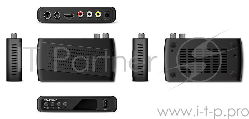 Ресивер DVB-T2 Starwind CT-120 черный