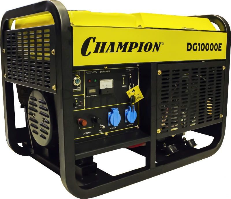 Дизельный генератор CHAMPION DG10000E 10/11кВт 17лс 25л 170кг эл.старт счетчик