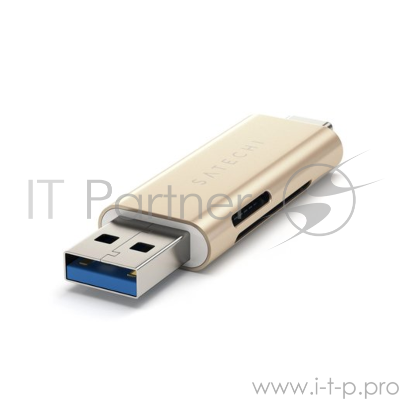 Кардридер Satechi Aluminum Type-C USB 3.0 and Micro/SD. Интерфейсы USB 3.0 и Type-C. Цвет золотой.