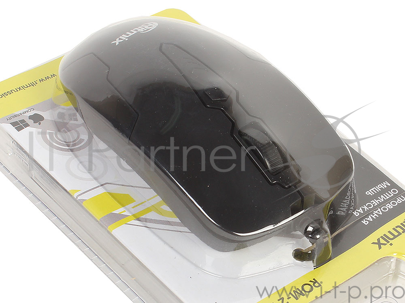 Мыши RITMIX ROM-210 Black USB {Проводн., 800 DPI, 2+1 кнопок, 150 см провод, блистер}