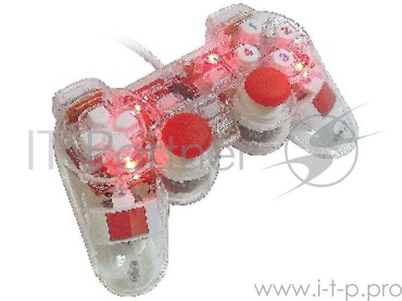 Геймпад 3Cott Single GP-01 12 конпок, вибрация , USB, прозрачный корпус