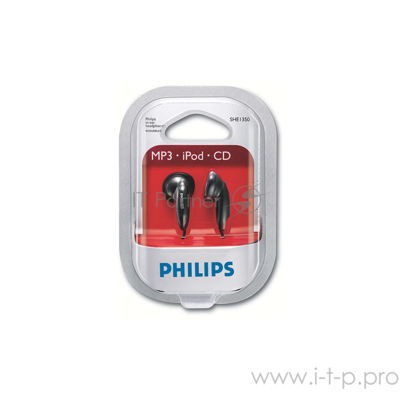 Наушники вкладыши Philips SHE1350 1м черный проводные (в ушной раковине)