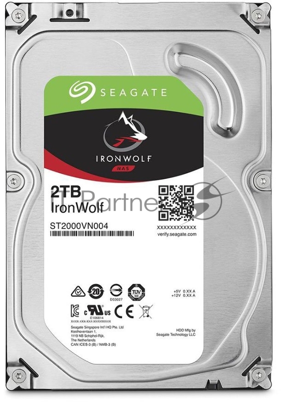 Жесткий диск 2TB Seagate Ironwolf (ST2000VN004) {SATA 6.0Gb/s, 5900 rpm, 64mb buffer, 3.5