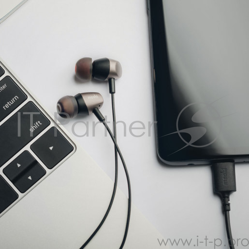 Наушники-гарнитура Moshi Mythro, разъем Type-C. Цвет серый.
