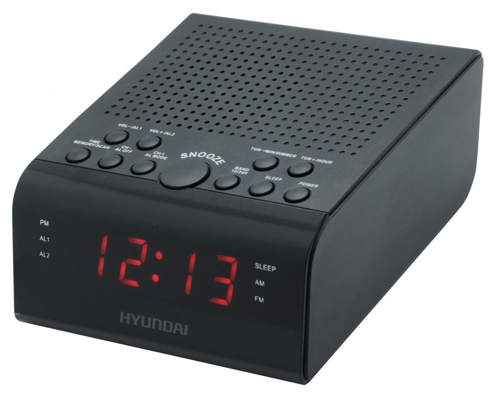 Радиобудильник Hyundai H-RCL180 черный LED подсв:красная часы:цифровые AM/FM