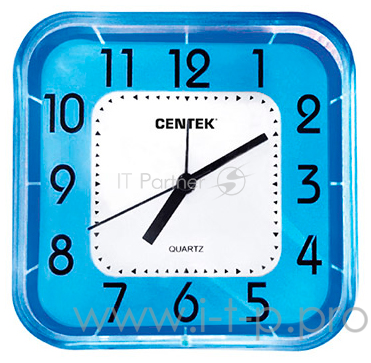 Будильник Centek СТ-7206 (синий) квадрат, БОЛЬШИЕ ЦИФРЫ, шаговый ход, кварцевый механизм