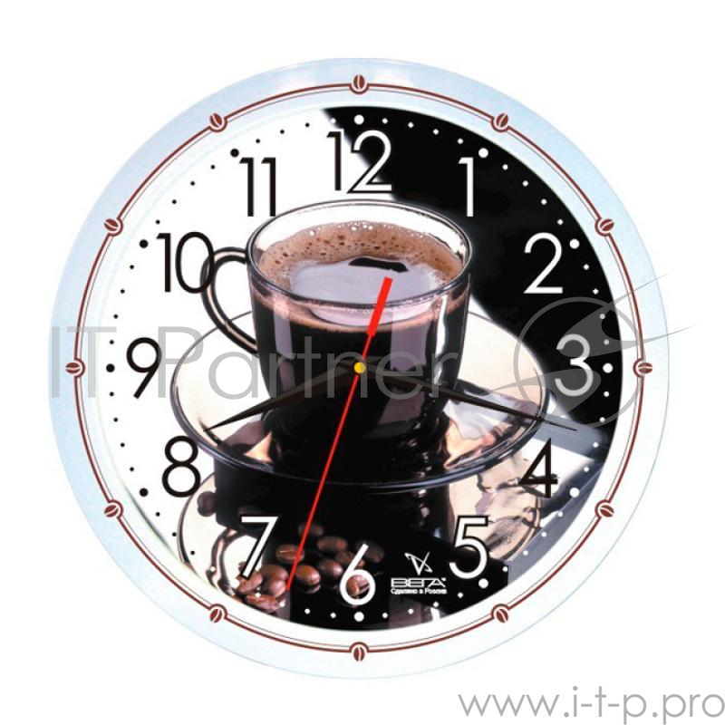 Часы ВЕГА П 1-7914/7-42 Кофе черно-белые