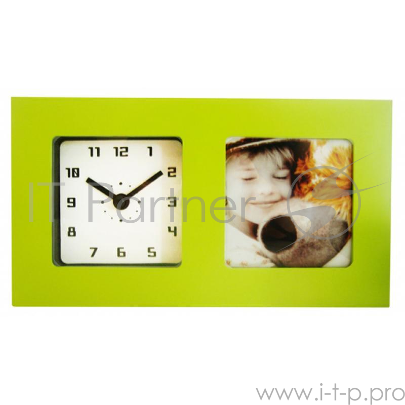 Часы-фоторамка маленькие Вега 6409 зеленые 19.7x3.8х11.1 см