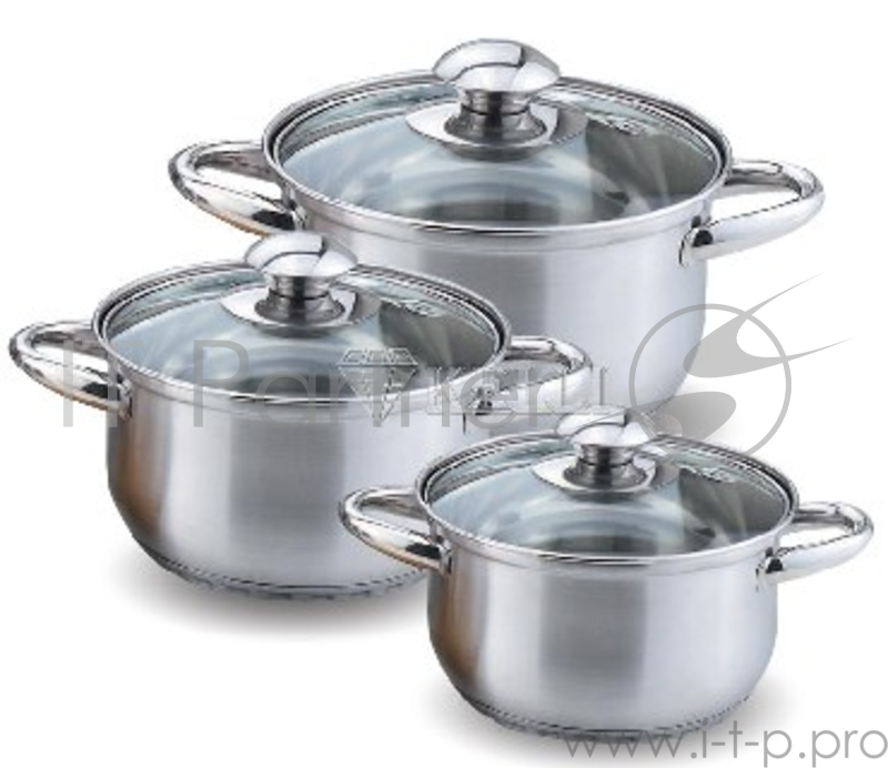 Набор посуды KELLI KL-4201 6 пред.(6 пред.: Кастрюля с жаропрочной стеклянной крышкой 2л. Кастрюля с жаропрочной стеклянной крышкой 2.6л. Кастрюля с жаропрочной стеклянной крышкой 3.6л. Высококачественная нержавеющая сталь 18/10. 5-ти слойное капсуль
