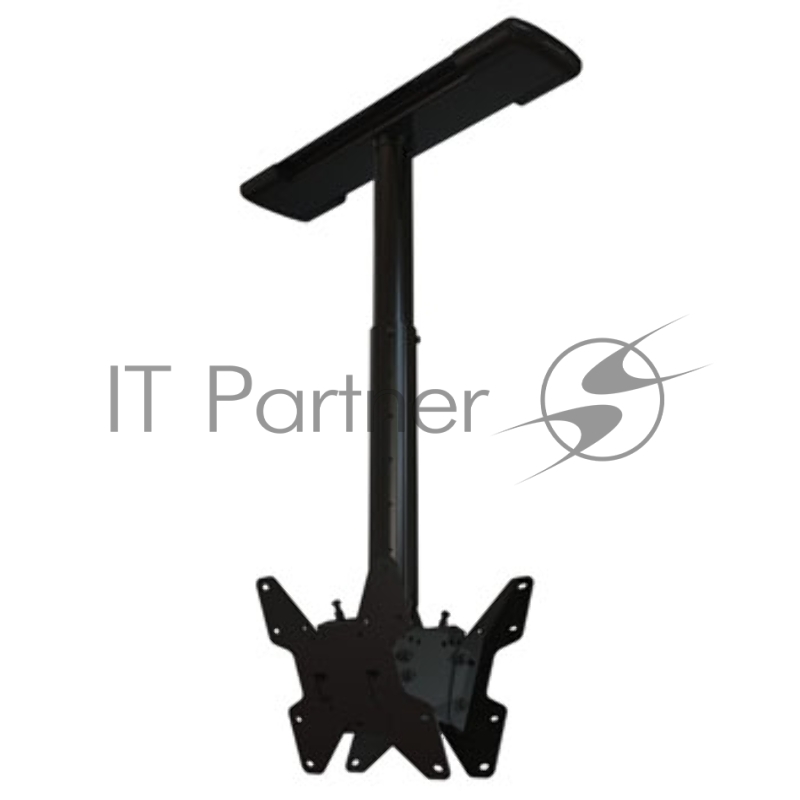 Потолочное крепление Wize C37D36A для 2-х дисплеев 1337+, VESA 75x75, 100x100, 200x100, 200x200 мм, (400х400 опционально, адаптер AD400), наклон +20°, поворот 360°, длина штанги 61-91 cм, до 73 кг, черн.