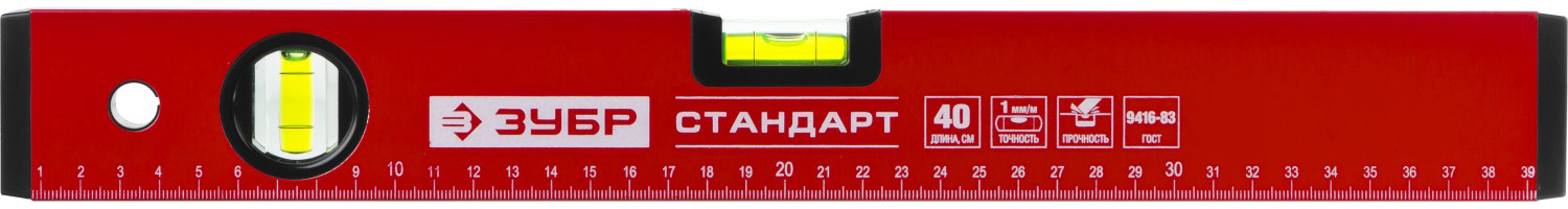 Уровень ЗУБР 34588-040 СТАНДАРТ коробчатый, 2 противоударные ампулы, 40см