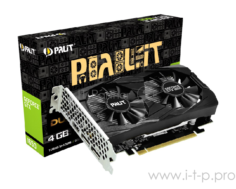 Видеокарта Palit PCI-E PA-GTX1650 DUAL 4G nVidia GeForce GTX 1650 4096Mb 128bit GDDR5 1485/8000/HDMIx1/DPx2/HDCP Ret